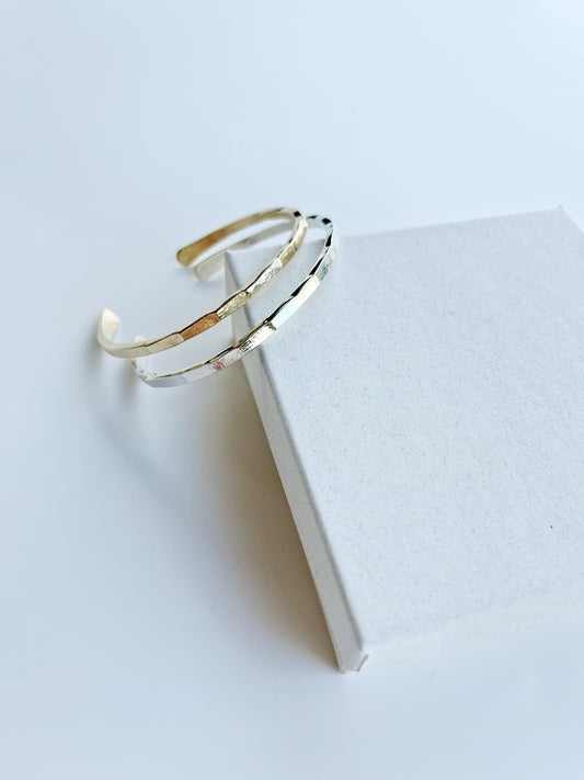 Thin Textured Square Bar Cuff