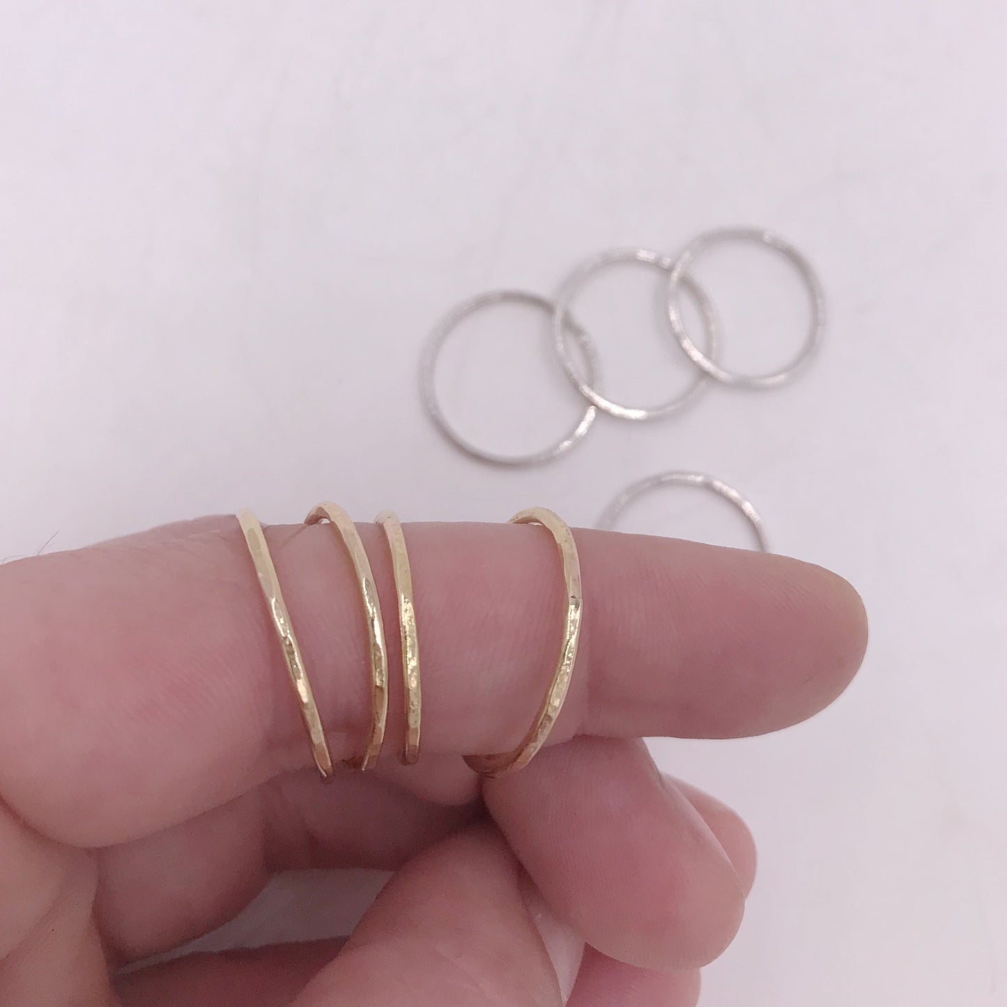 Hammered stacking rings