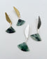 Organic triangle Burma Jade post earrings