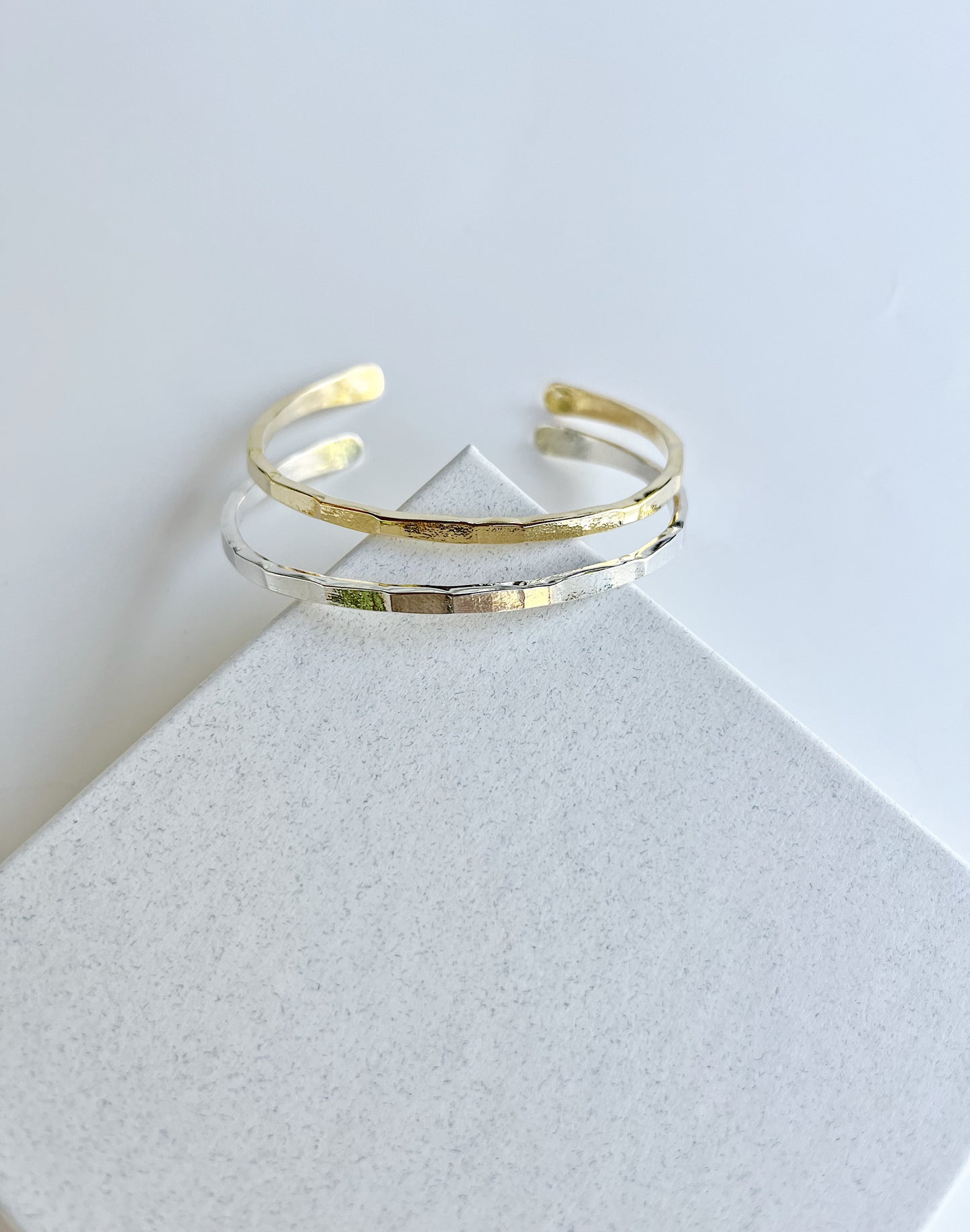 Thin Textured Square Bar Cuff