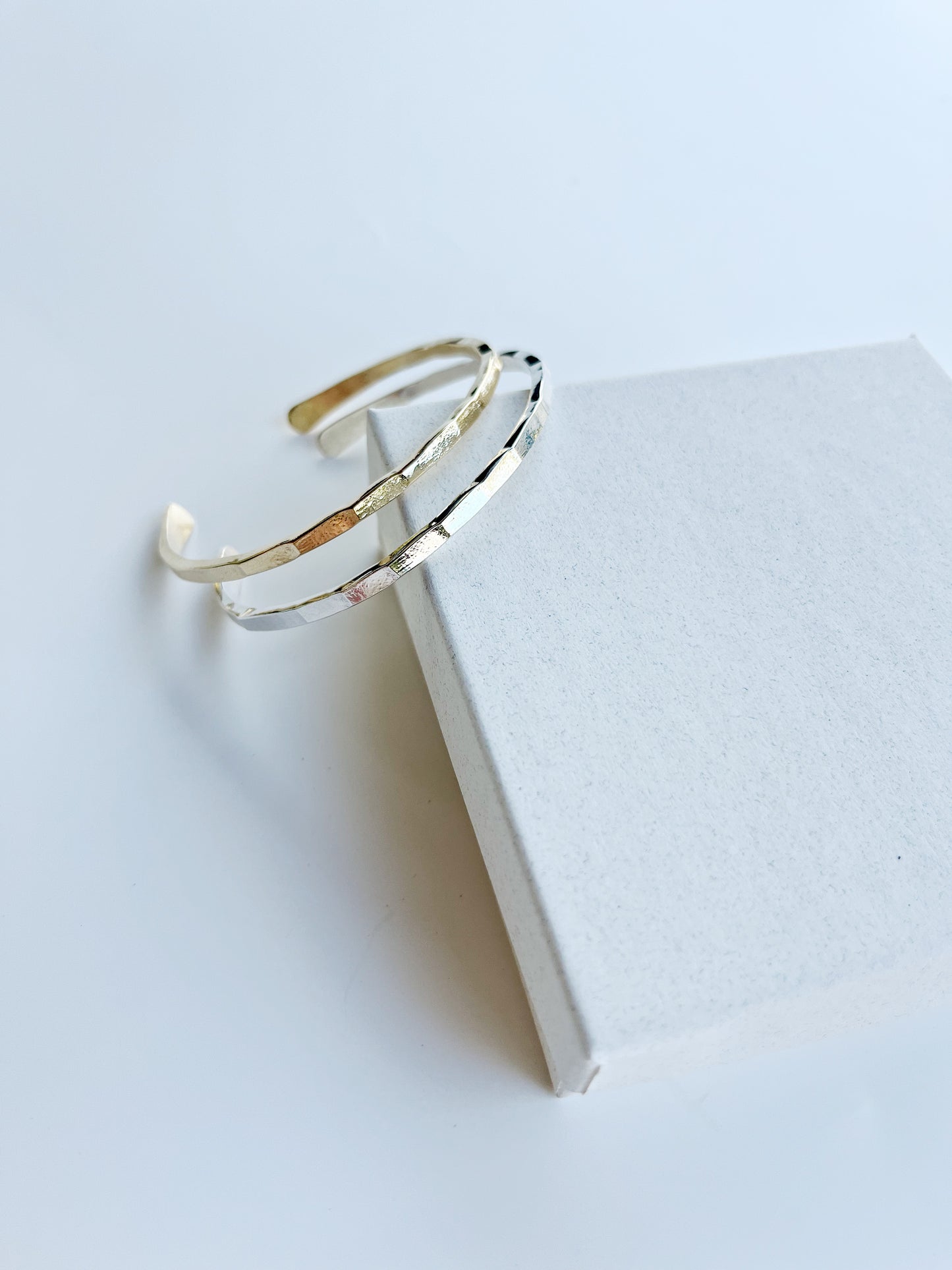 Thin Textured Square Bar Cuff