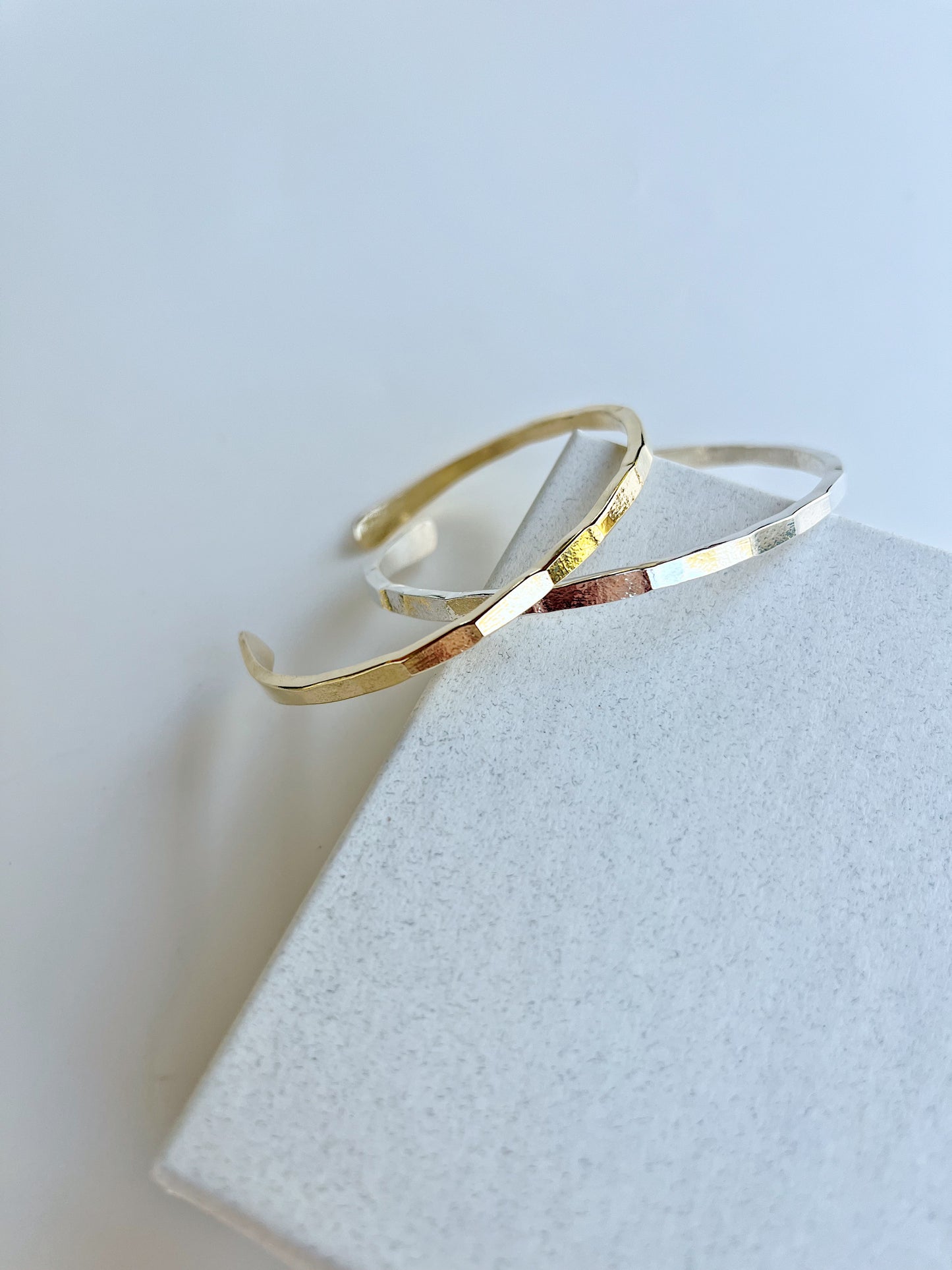 Thin Textured Square Bar Cuff