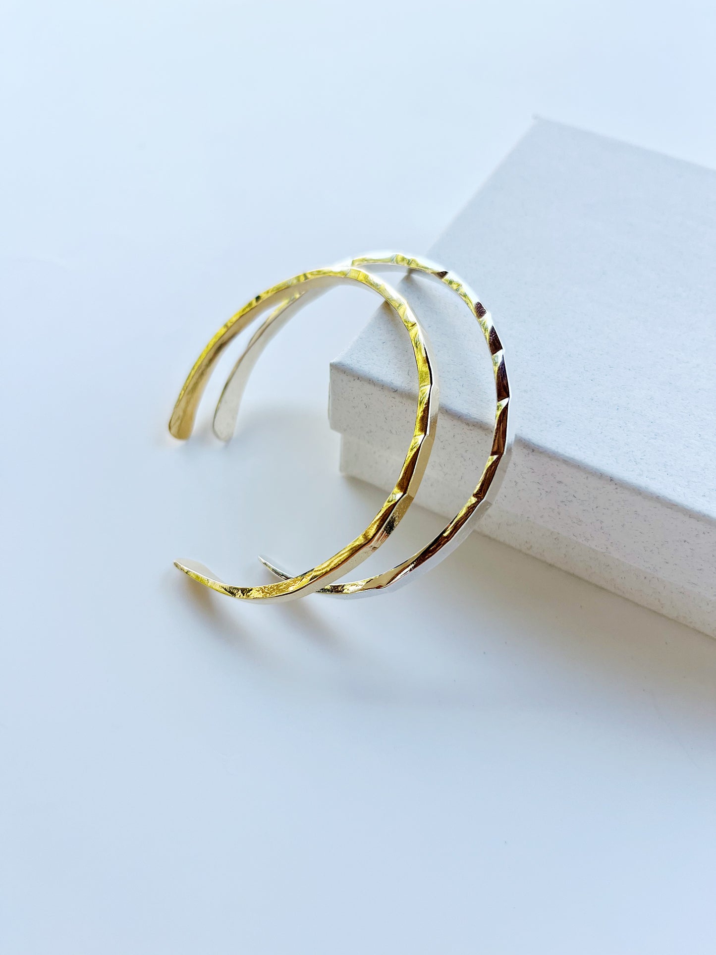 Thin Textured Square Bar Cuff