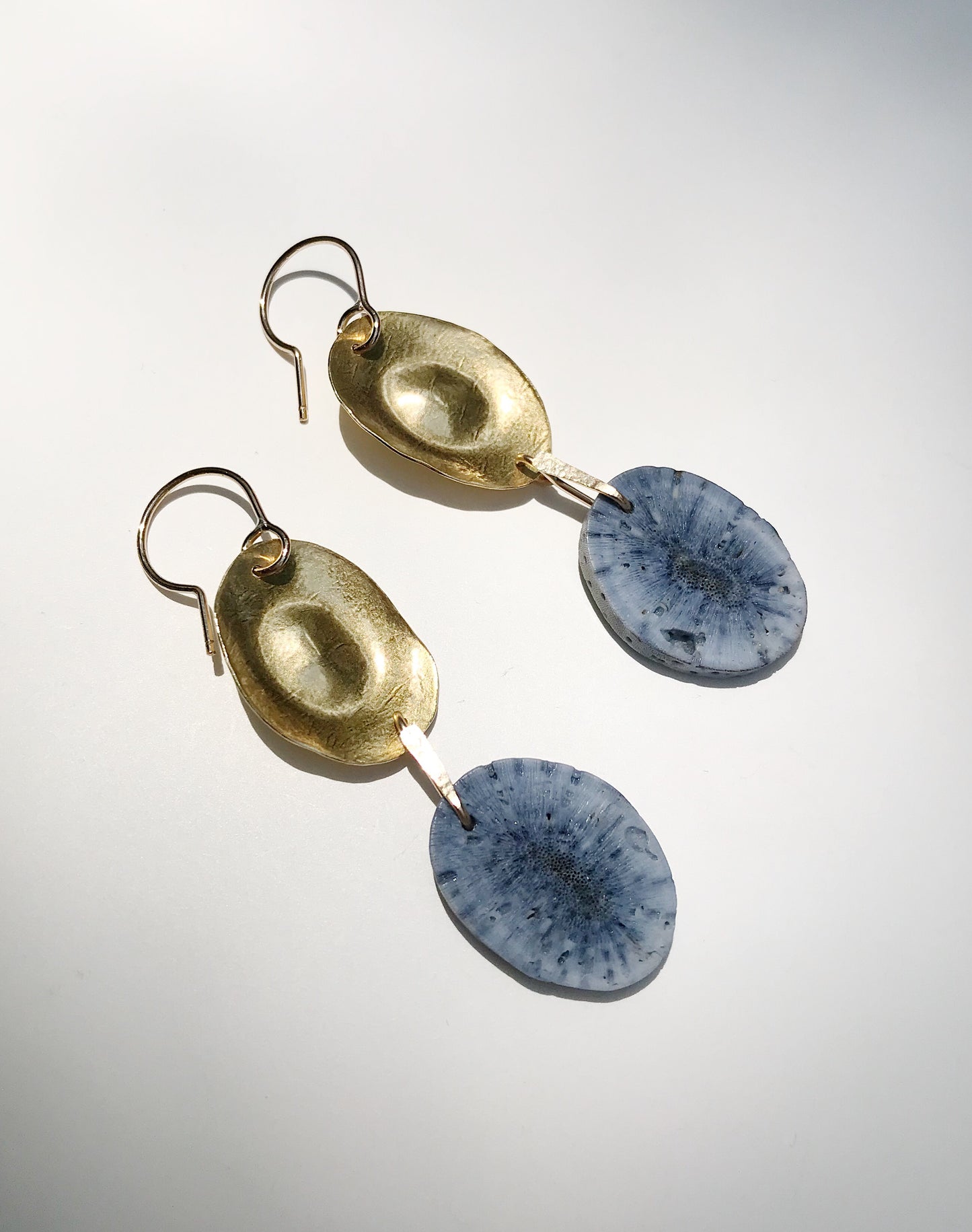 Oval Blue Coral earrings